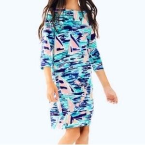 Lilly Pulitzer Tammy UPF 50+ Dress - Pier Pressure Boat Print - Girls Lrg (8-10)